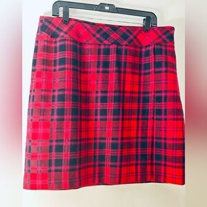 Talbots Red Plaid Wool Skirt, Size 16